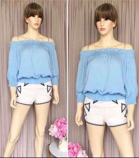 Light Blue Off Shoulders Top