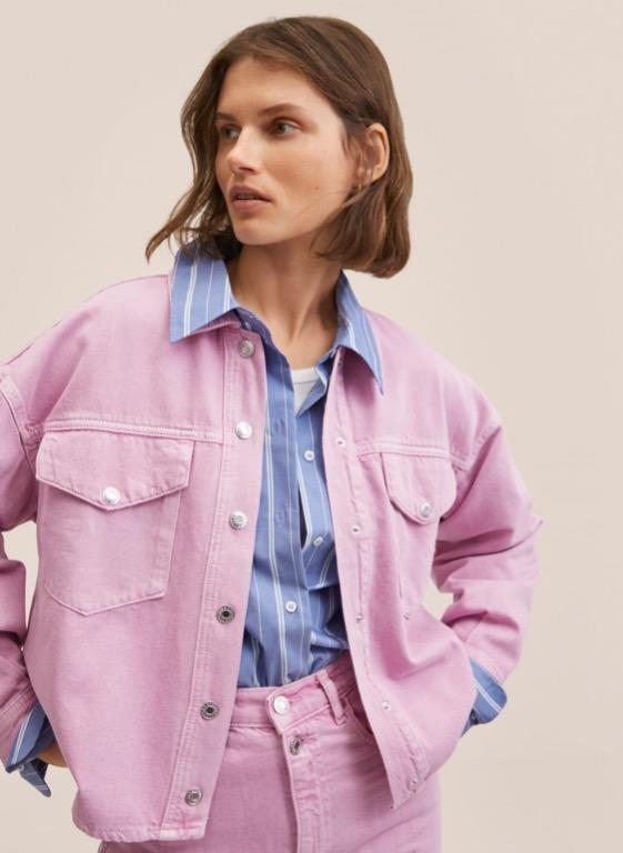 Mango pink denim jacket sale