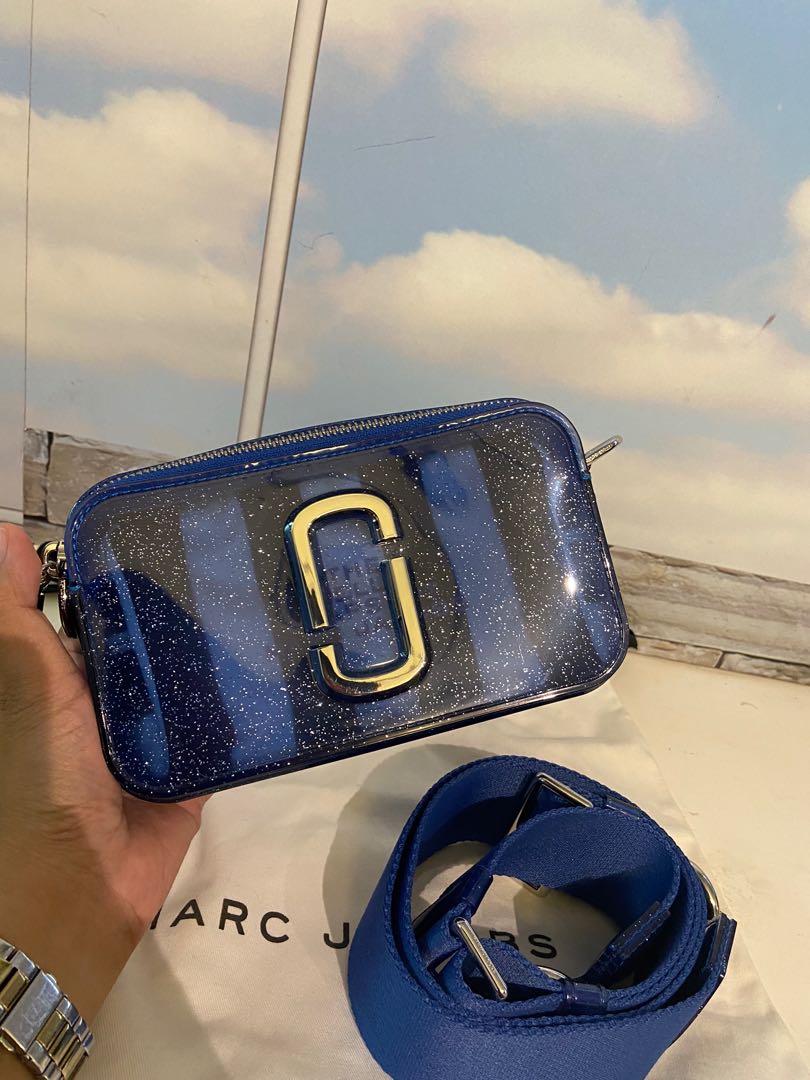 MARC JACOBS Jelly Snapshot Blue Glitter Camera Crossbody Bag