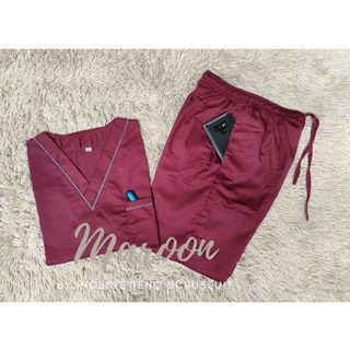 Maroon Scrub Suit with Piping