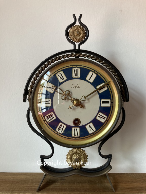 Mid Century metal winding mantel clock by Orfac, Netherlands, 1950s ...