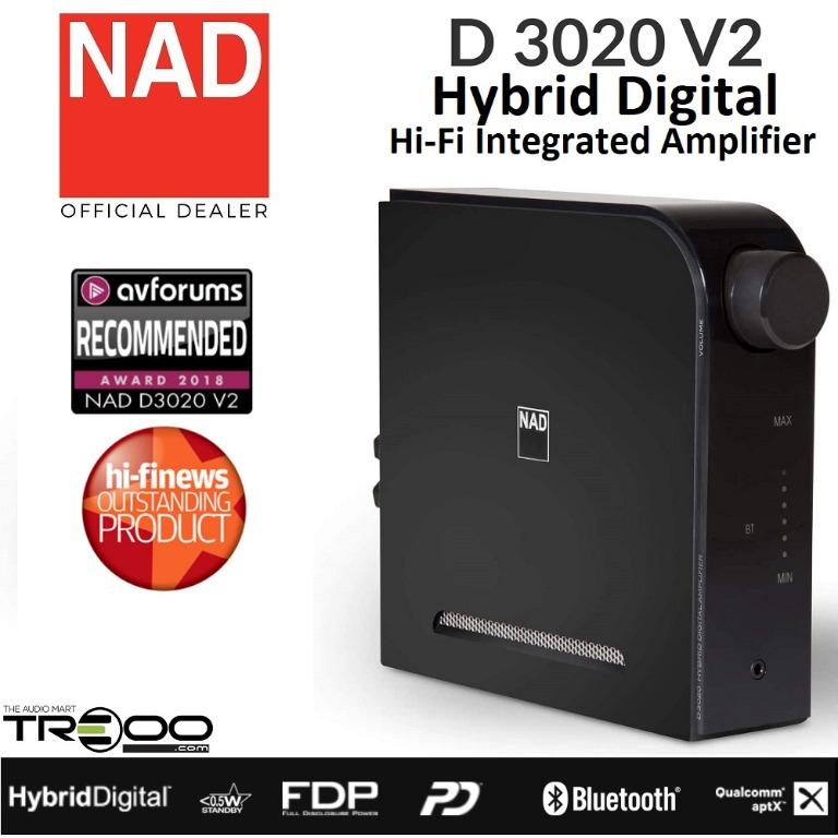 NAD D 3020 V2 Hybrid Digital DAC Amplifier with Bluetooth Black D