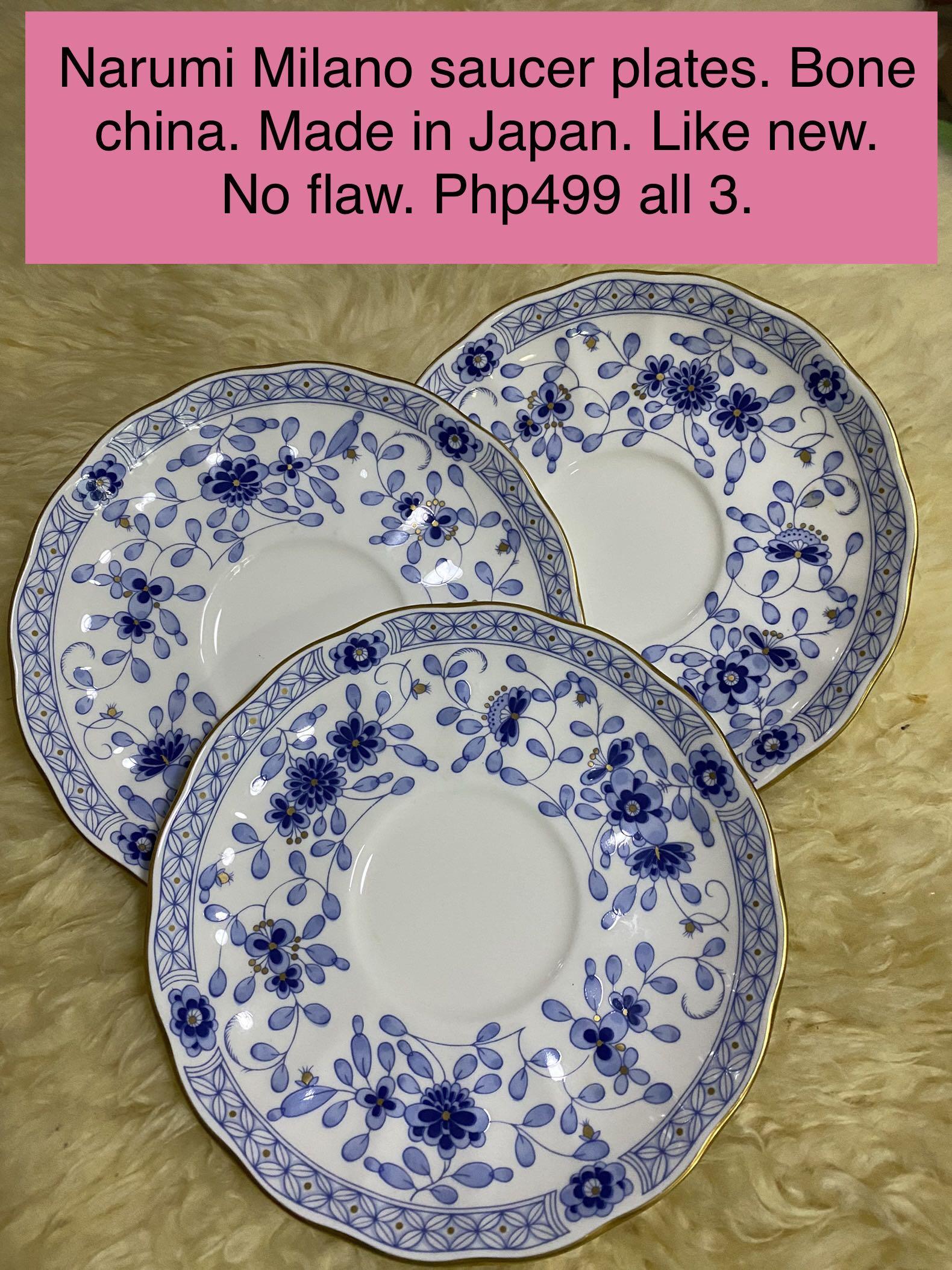 NARUMI Milano Saucer Plates (Category: Other Kitchenware & Tableware) located in Quezon City. Submitted by zarayurivan (Listing ID 1161199933, Image 1). Description: Like new. Trio for Php499 only.