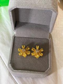 Natural Citrine with Diamonds Earrings