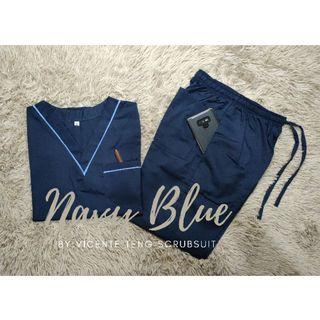 Navy Blue Scrub Suit With Piping