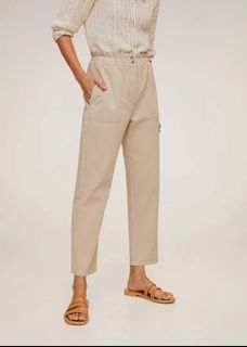 Mango Check Linen Trousers, Fesyen 