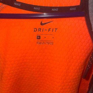 NIKE Dri-fit Zip-up Hoodie, Grey w/ Orange lining and Black print, NEVER WORN