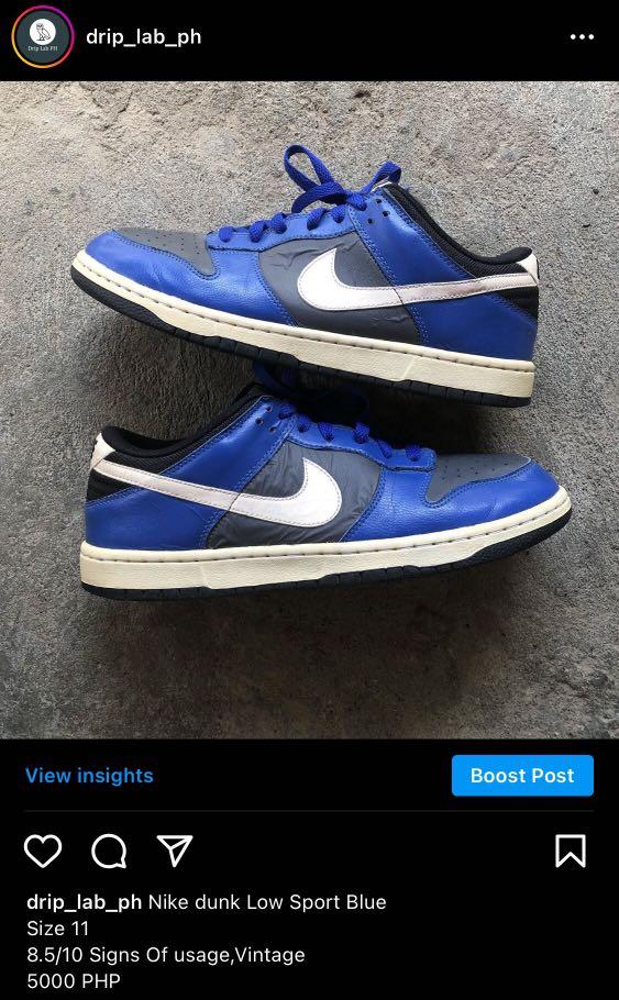 Nike dunk Sport blue (Category: Sneakers) located in Palayan City. Submitted by driplabph (Listing ID 1161178605, Image 1). Description: Size 11 8.5/10 Signs of usage 4500.