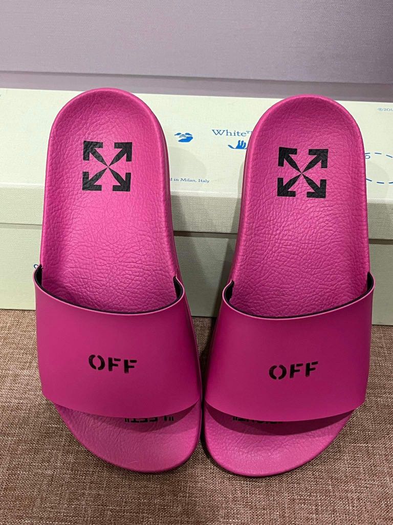 Original Offwhite Pool Slides, Women's Fashion, Footwear, Slippers and slides on Carousell