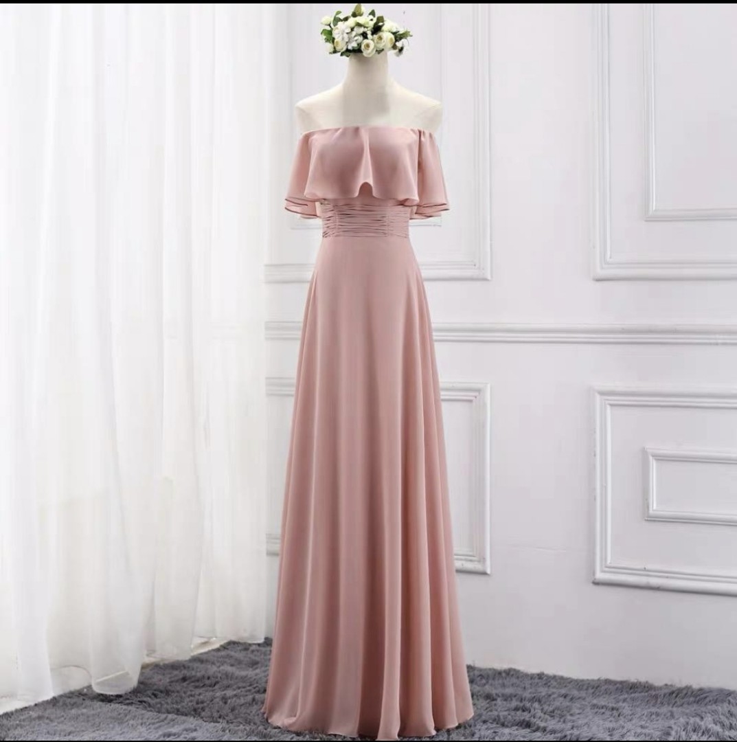 Pink Long Dress, Women's Fashion 