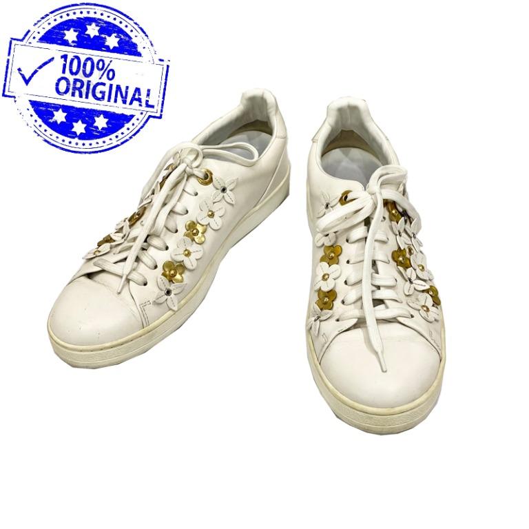 Louis Vuitton White Leather Frontrow Blossom Floral Embellished Low Top  Sneakers Size 38 Louis Vuitton