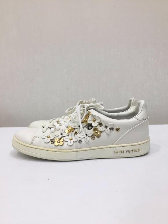 Louis Vuitton White Leather Frontrow Blossom Floral Embellished Low Top  Sneakers Size 38 Louis Vuitton