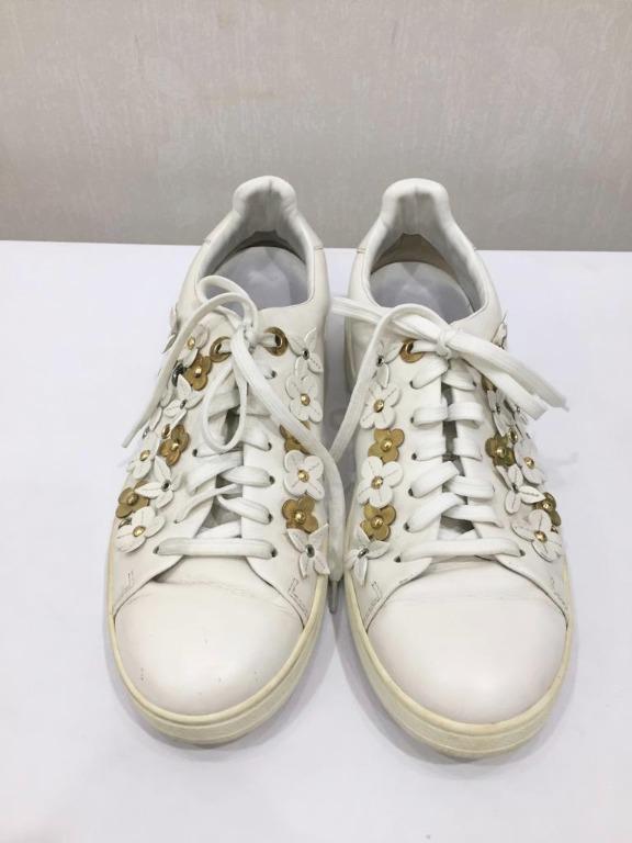 Louis Vuitton White Leather Frontrow Blossom Floral Embellished Low Top  Sneakers Size 38 Louis Vuitton