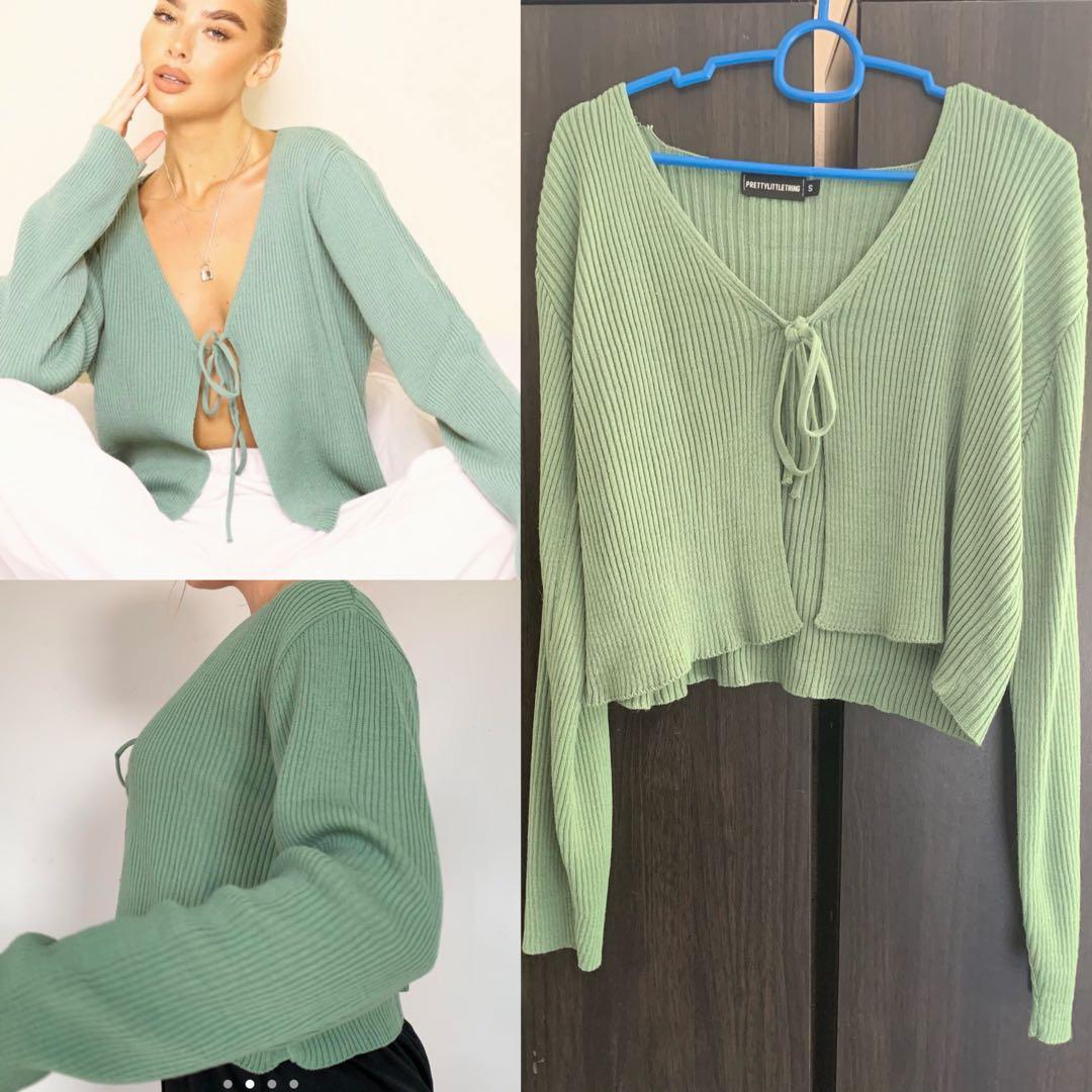 pretty little thing green cardigan