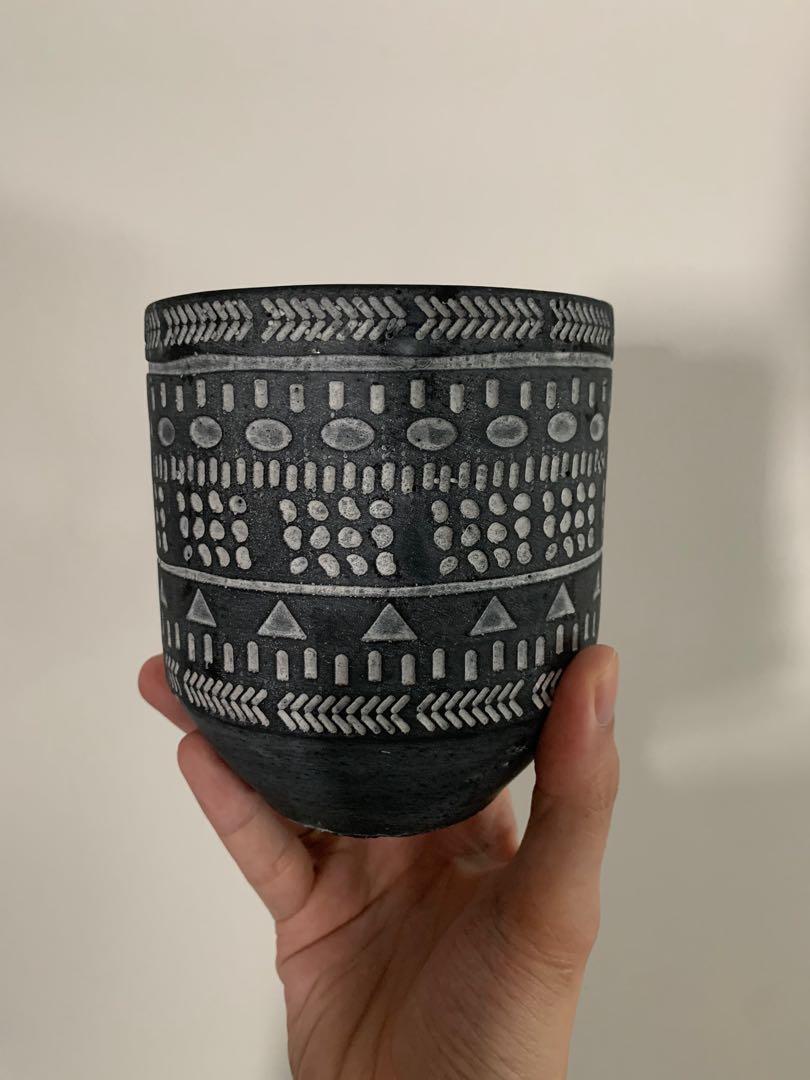 Small Aztec 23cm Indoor Plant Pot Stand Ceramic 12.5cm Pot Cover Holder Planter 