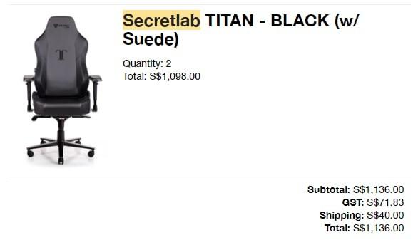 Secretlab TITAN BLACK W Suede Furniture Home Living