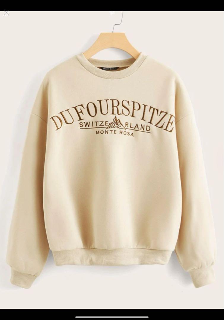 Shein beige embroidery sweatshirt 