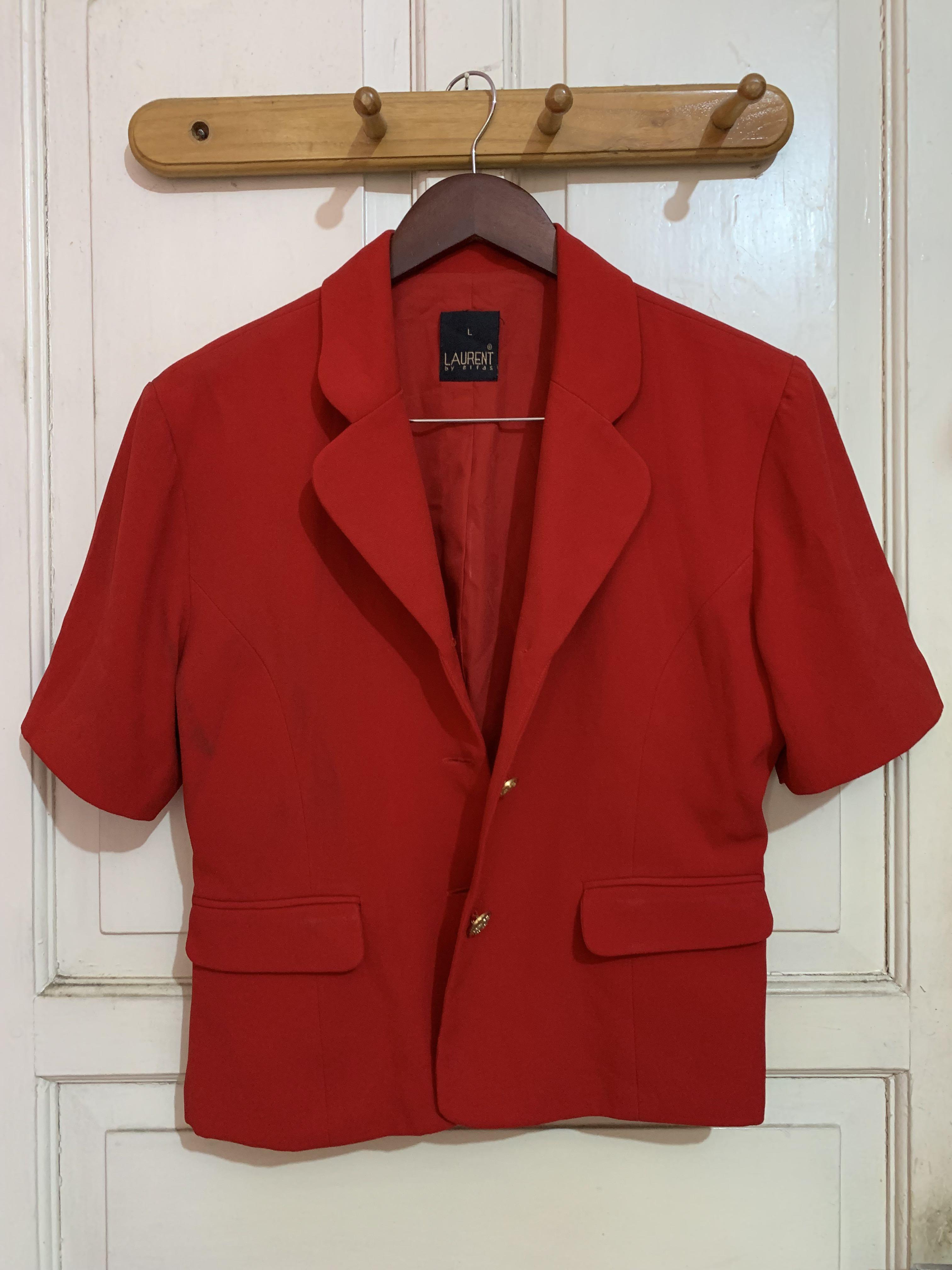 Short Blazer Outer in RED, Fesyen 