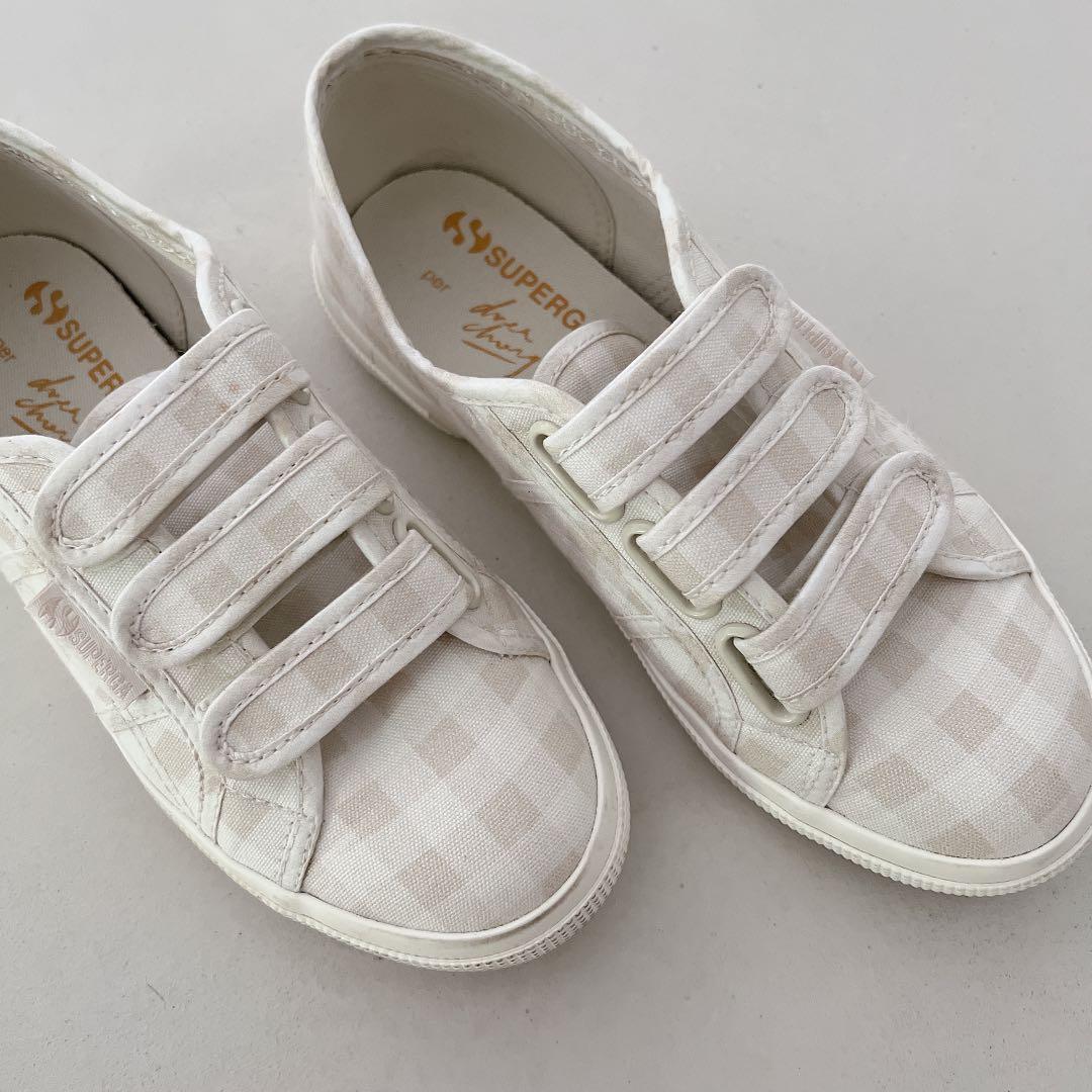 Size 38 Superga x Drea Chong 2345 Strap Print Beige Check