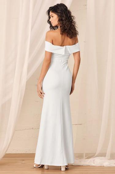 White off the clearance shoulder maxi dress