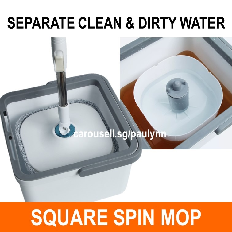 Square Spin Mop Separate Clean And Dirty Water, Furniture & Home Living