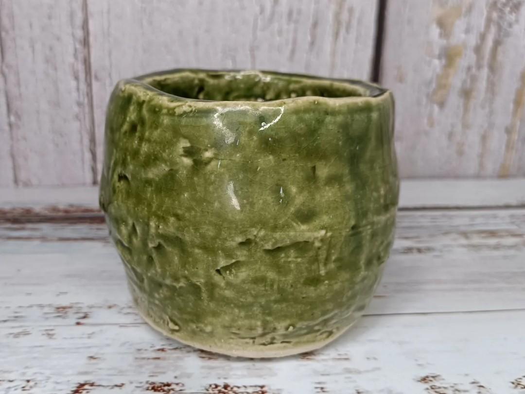 Stoneware wabisabi jar/holder (Category: Other Kitchenware & Tableware) located in Mandaluyong City. Submitted by aishoppe08 (Listing ID 1161173495, Image 1). Description: h8cm x d8.5cm thick & heavy.
