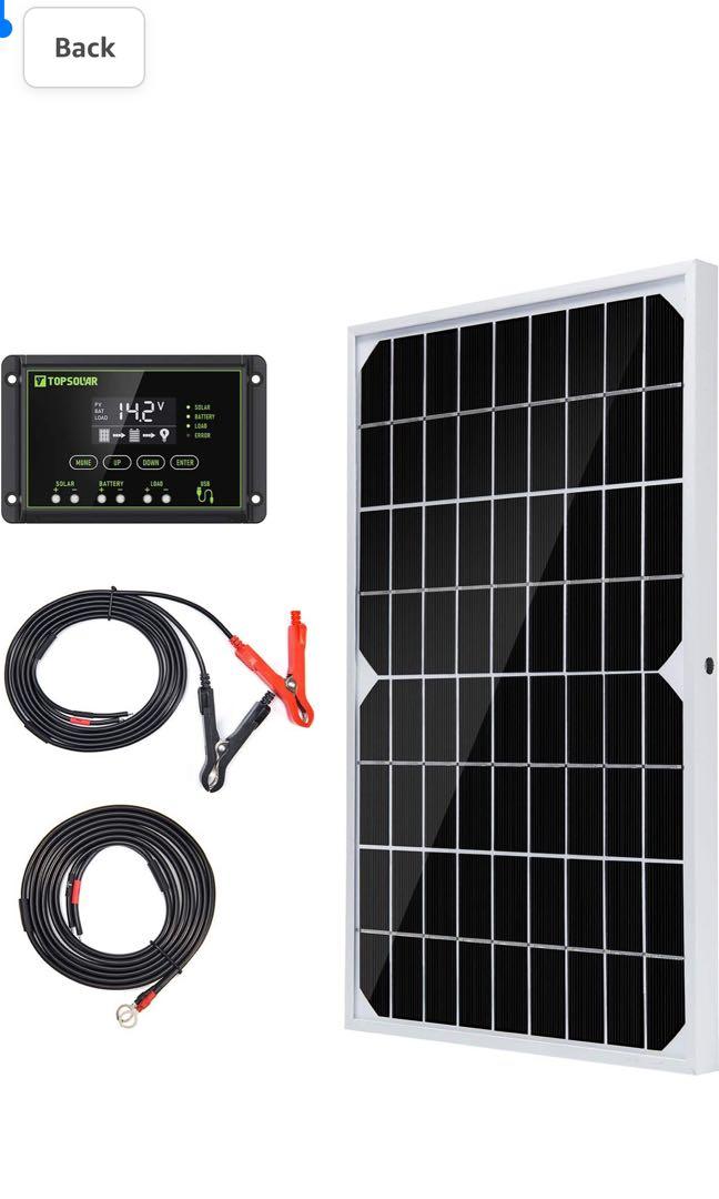 Kit Pannello Solare Topsolar 20W 12V Monocristallino - Con Regolatore 10A E Cavi, Per Camper, Barche, Off-Grid - Foto 10