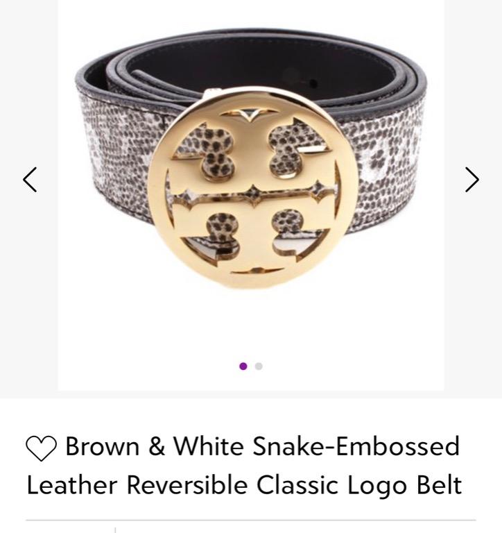 Tory Burch White Snake Embossed Reversible Belt, Women's Fashion, Watches &  Accessories, Belts on Carousell