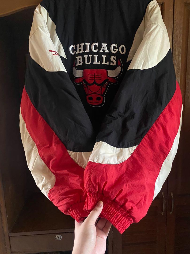 Vintage 90s Chicago Bulls Reversible Lined Jacket Coat NBA Reebok Medium  Black
