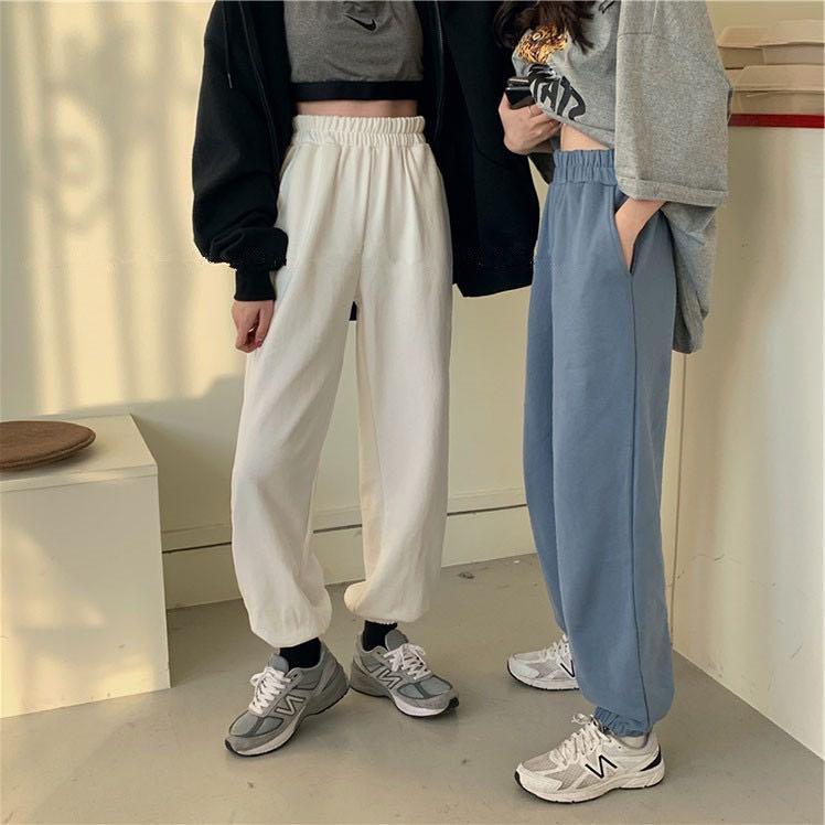 Women Korean Causal Long Pants Loose Wide Leg Plain High Waist Trousers,  Women's Fashion, Bottoms, Other Bottoms on Carousell