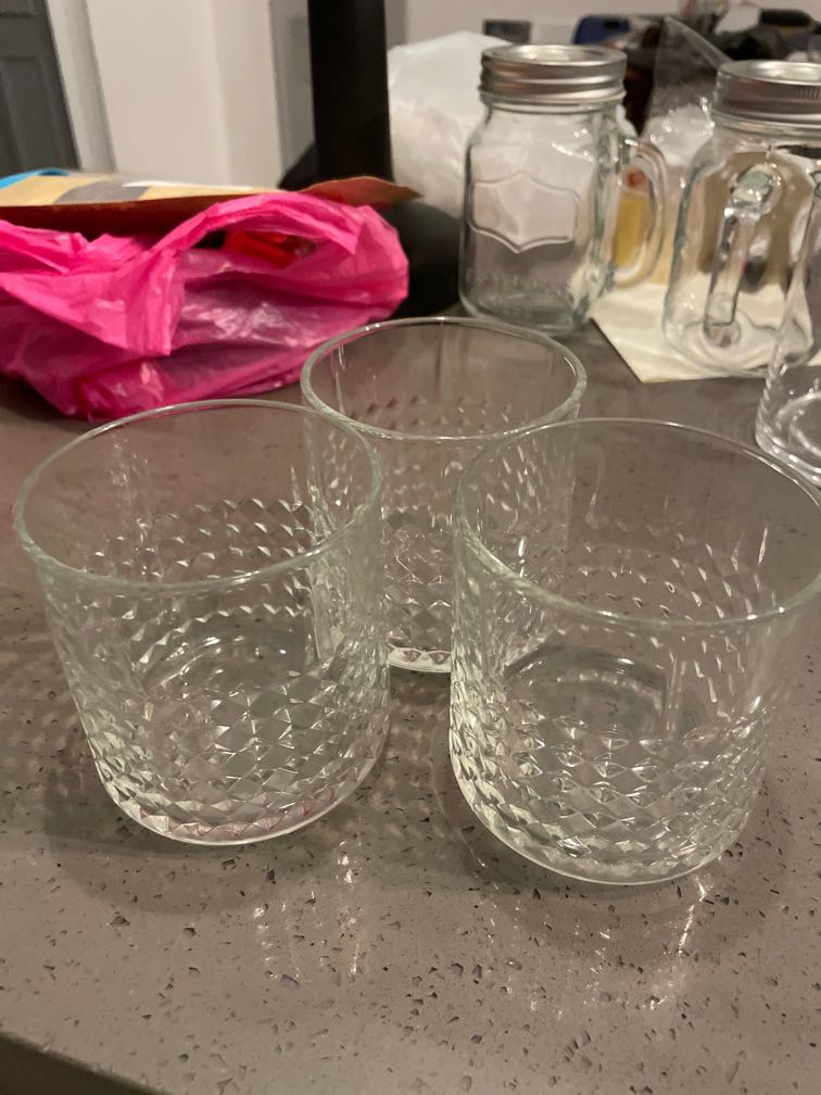 3x IKEA whiskey glasses, Furniture & Home Living, Kitchenware