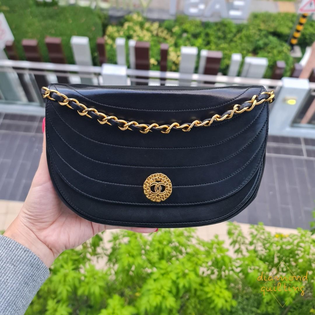 🖤 [SOLD VIA STORIES] VINTAGE CHANEL HALF MOON CRESCENT MINI FLAP BAG BLACK LAMBSKIN  24K GHW GOLD HARDWARE, Luxury, Bags & Wallets on Carousell