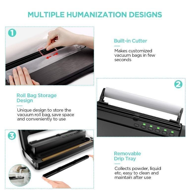 (266) ABOX Vacuum Sealer Machine V63, Food Vacuum Air Sealing System for Food Saver Storage