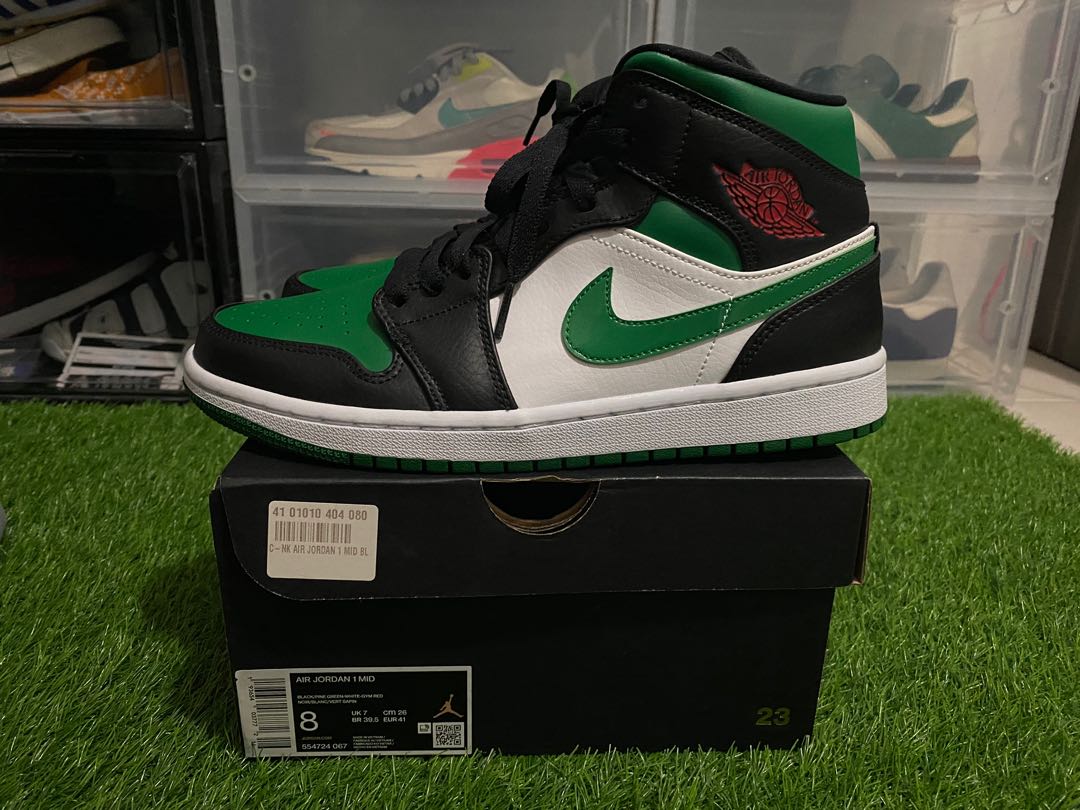 AJ1 Mid Pine Green Toe💯Legit, Men's Fashion, Footwear, Sneakers on  Carousell