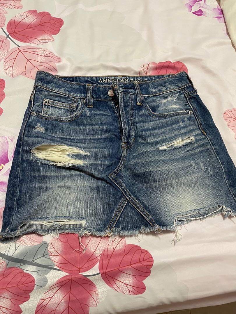 American Eagle Ripped Denim Skirt Women s Fashion Bottoms Skirts on Carousell