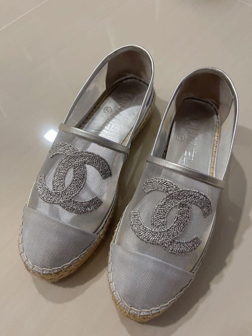 Silver chanel espadrilles sales