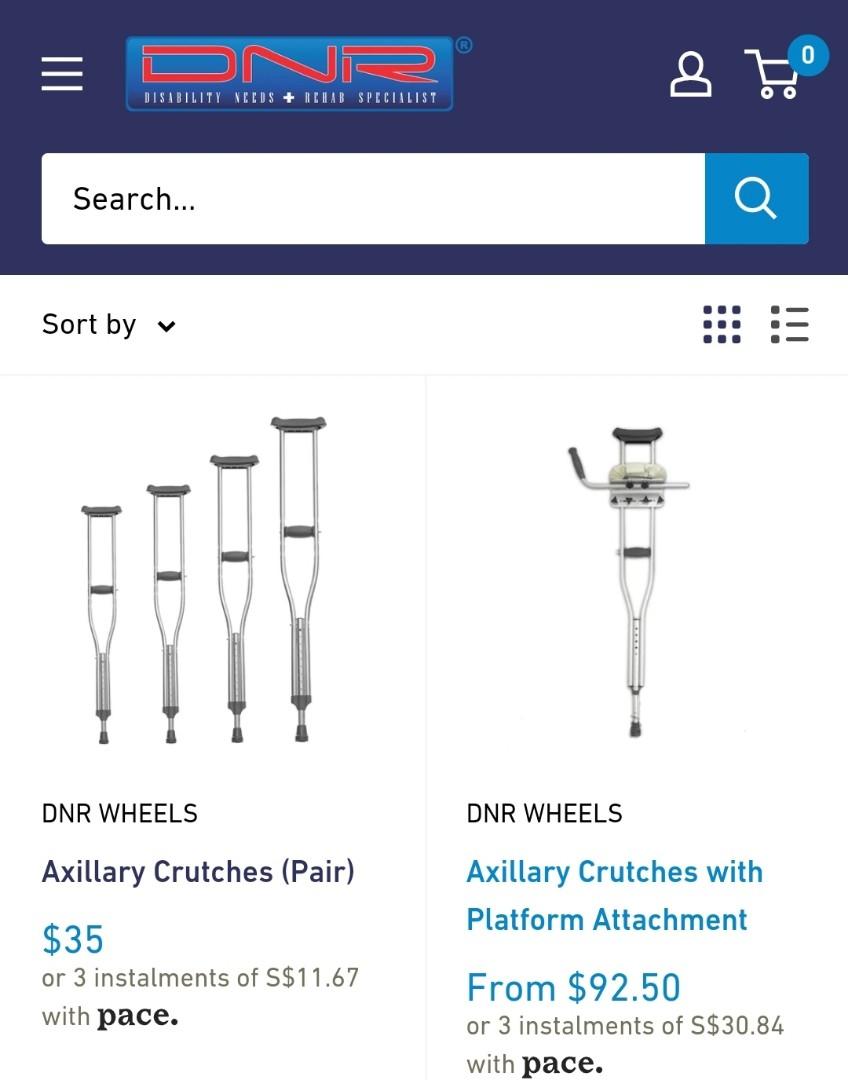 Axillary Crutches with Platform attachment (pair), Health & Nutrition