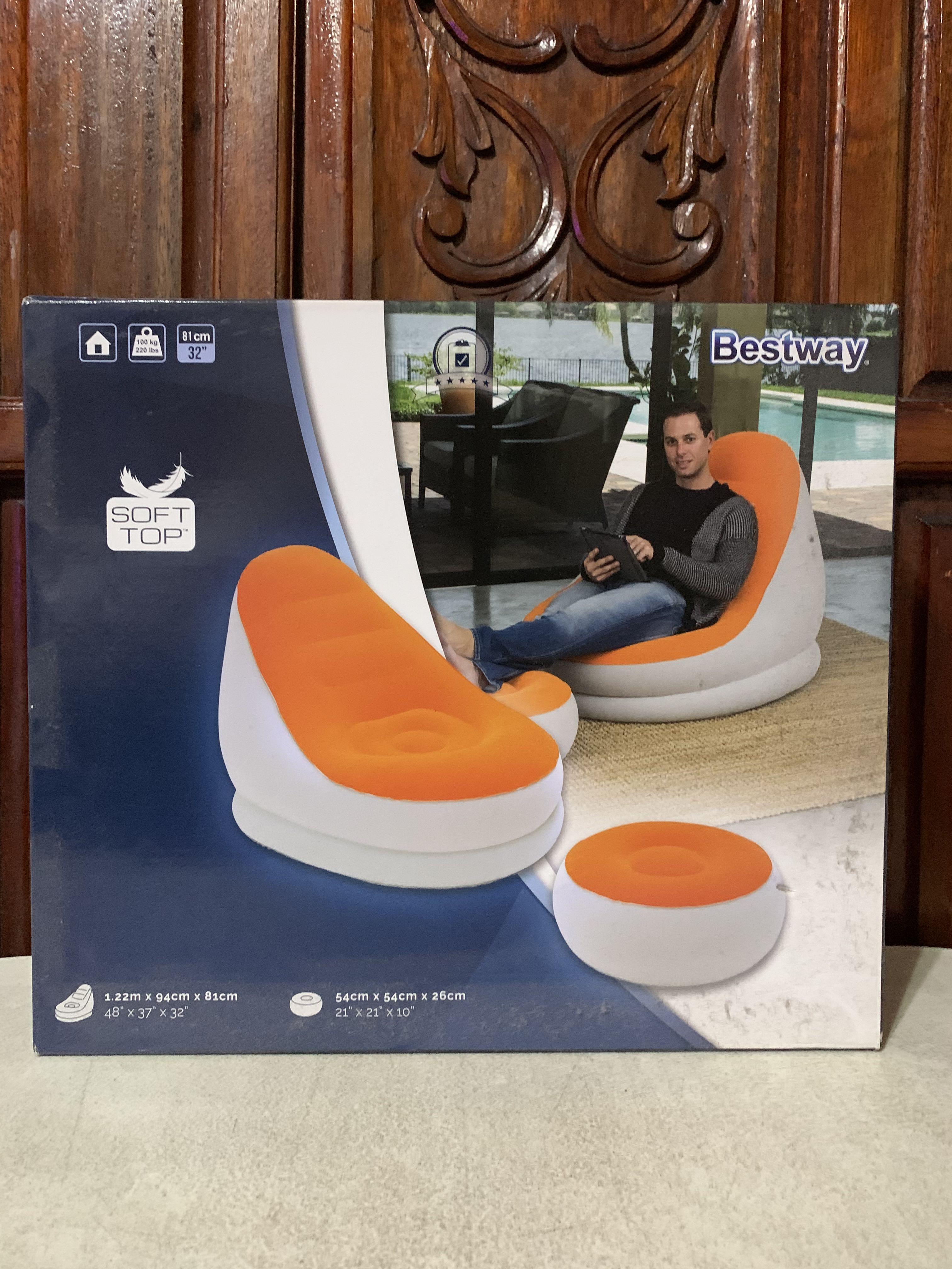 SALE‼️ Bestway Inflatable Sofa Set (Category: Sofas) located in Makati City. Submitted by Prettynette (Listing ID 1161403291, Image 1). Description: Color - Orange Living rooon / outdoor chair .