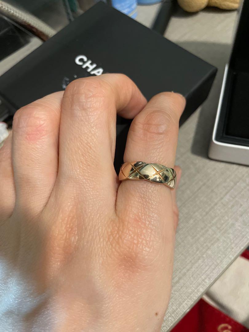 Chanel coco crush Ring size 55 beige gold, 名牌, 飾物及配件- Carousell