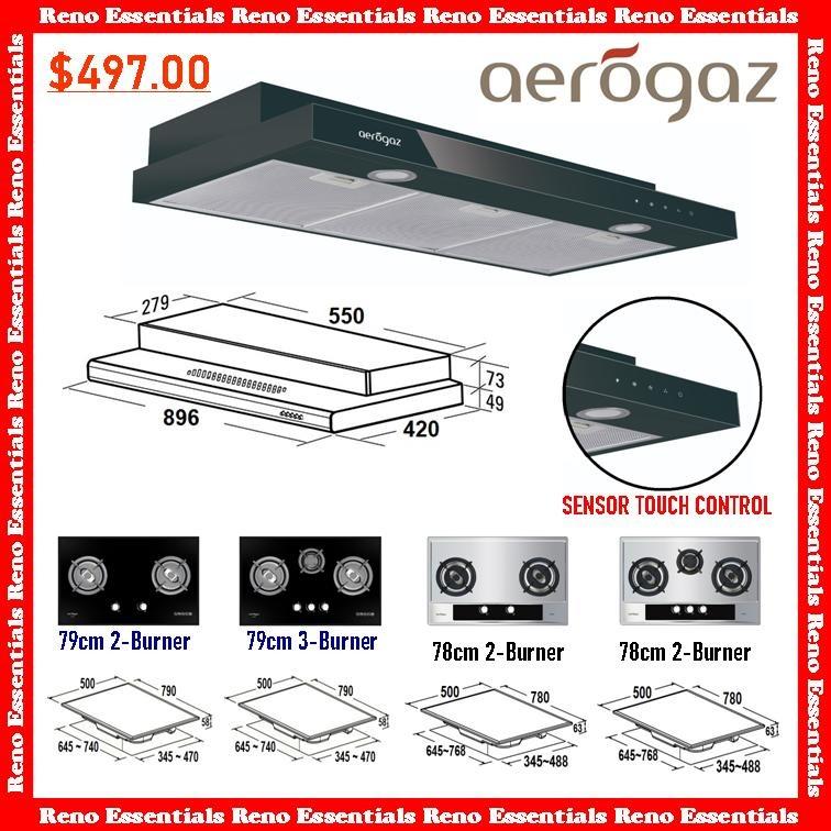 Cooker Hood and Hob in Black Aerogaz, TV & Home Appliances, Kitchen