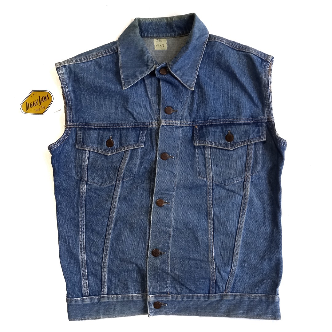 DENIM JEANS VEST, Fesyen Pria, Pakaian 