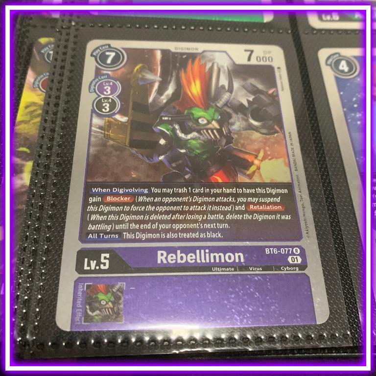 Digimon English TCG Rebellimon BT6077 R Rare Purple Card, Hobbies