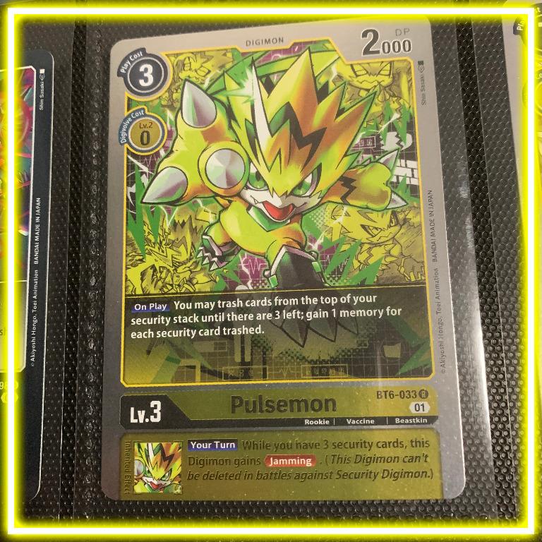 Digimon English TCG Pulsemon BT6033 R Rare Yellow Card, Hobbies