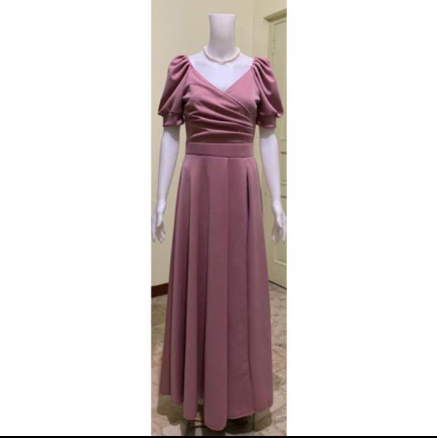 Dusty Pink Filipiniana Long Gown, Women 
