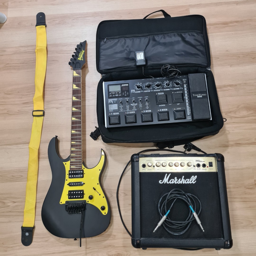 Ibanez Electric guitar, AX3000G Multi effect pedal & Marshall
