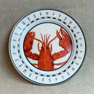 Enamel Plate w/ Lobster Motif & Paper Placemats