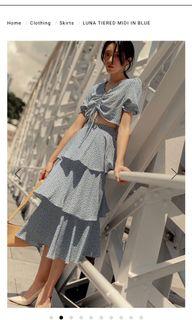 Fashmob Luna Tiered Midi Skirt (XS)