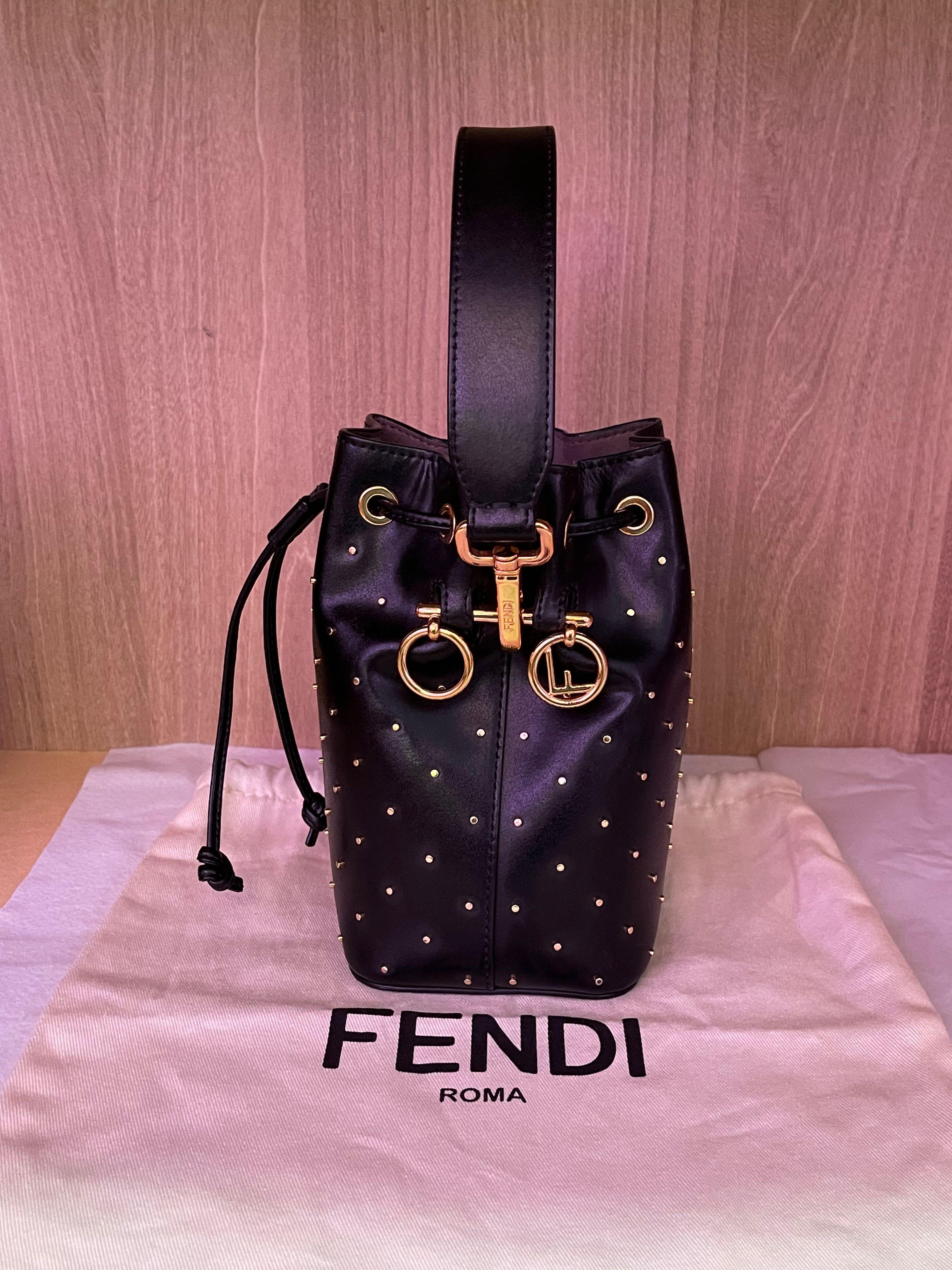 FENDI Mini MON TRESOR 2way Crossbody Bag Women Leather Blue Used from Japan