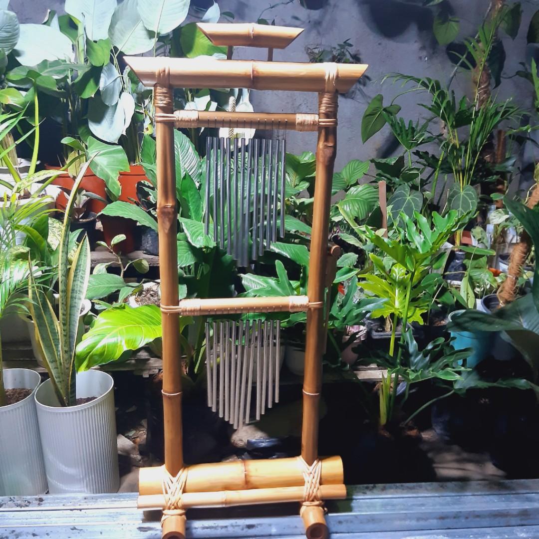 Floorstanding chime (Category: Musical Instruments) located in Antipolo. Submitted by blueshopvintage (Listing ID 1161404139, Image 1). Description: natural shade bamboo frame & aluminum tubes floor standing chime 🎶used as Sound Healing instrument perfect garden accent/decor , room display, resorts lounge decor 💙💚we also accept customized chimes..
