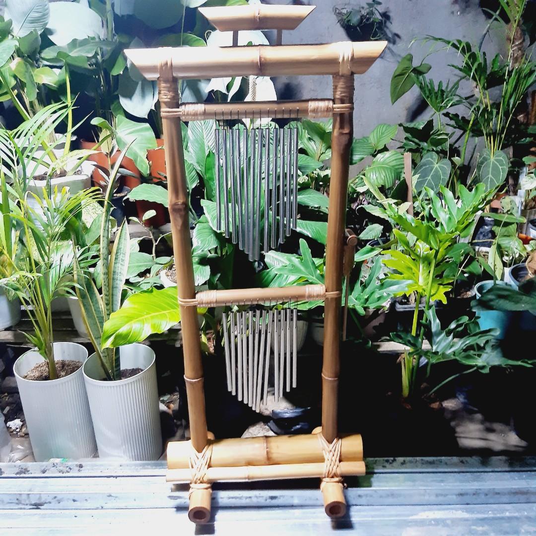 Floorstanding chime (Category: Musical Instruments) located in Antipolo. Submitted by blueshopvintage (Listing ID 1161404139, Image 3). Description: natural shade bamboo frame & aluminum tubes floor standing chime 🎶used as Sound Healing instrument perfect garden accent/decor , room display, resorts lounge decor 💙💚we also accept customized chimes..